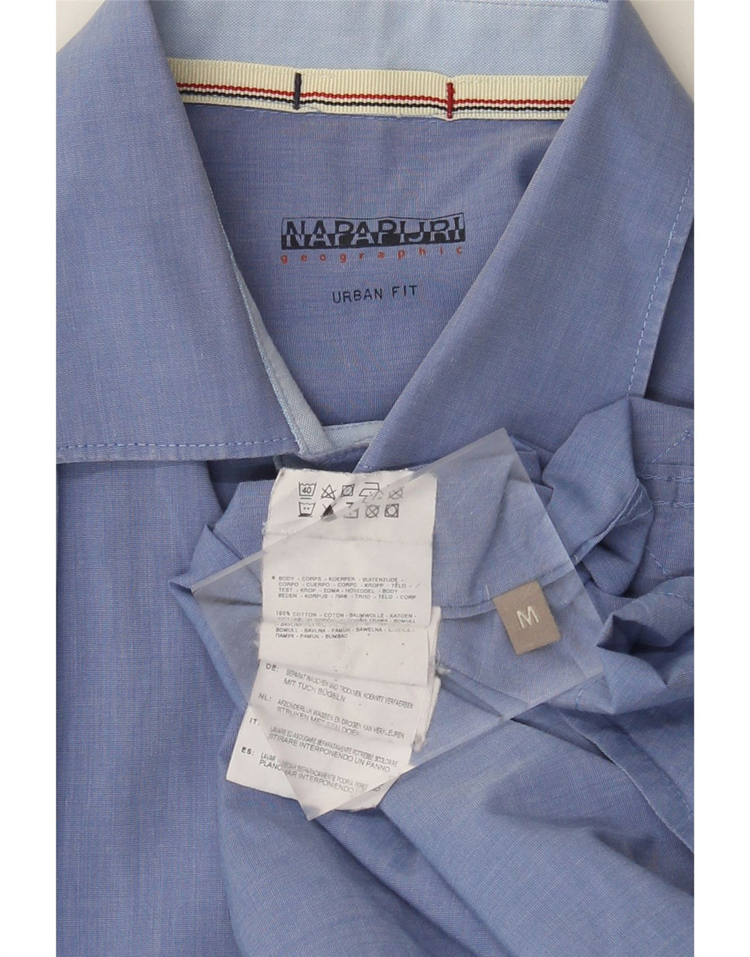 Napapijri Hombre Camisa Urban Fit Algodón Azul Medio