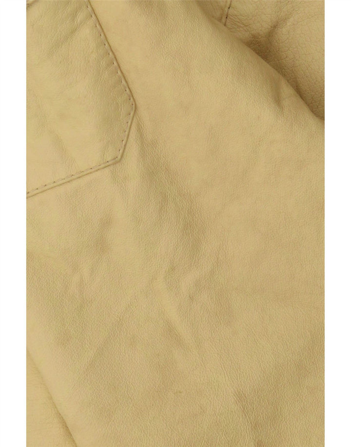 Chaqueta de cuero vintage para hombre IT 50 cuero amarillo grande