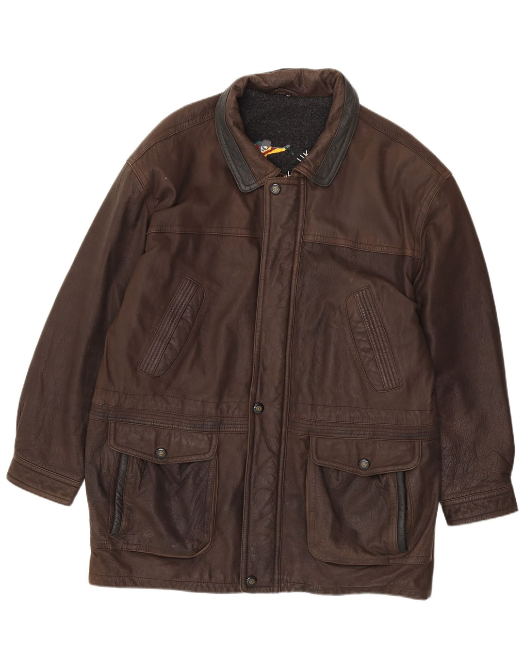 JOHN B Chaqueta de cuero para hombre UK 46 3XL Cuero marrón