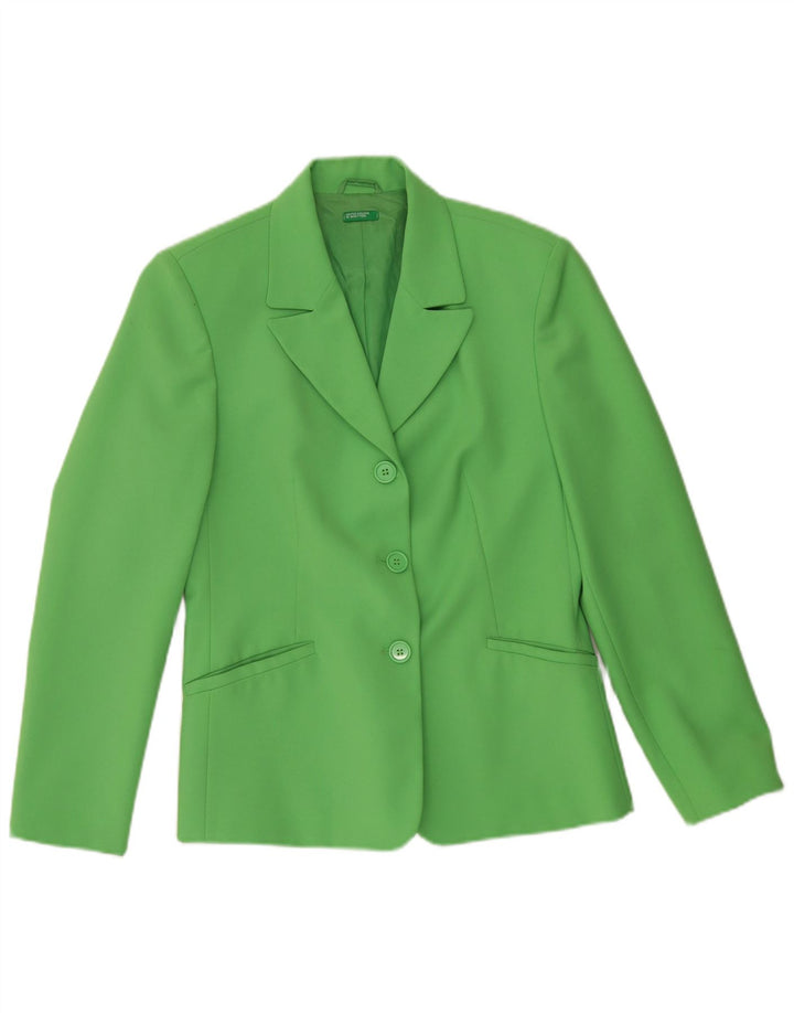 Benetton Blazer De 3 Botones IT 42 Poliéster Verde Medio
