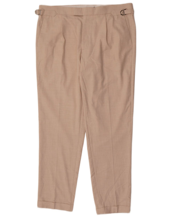 Marks & Spencer Pantalón chino cónico para hombre W36 L30 Poliéster beige