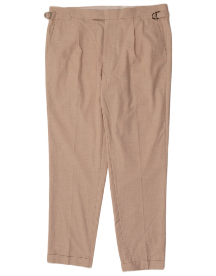 Marks & Spencer Pantalón chino cónico para hombre W36 L30 Poliéster beige