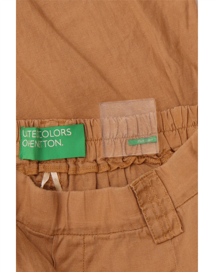 BENETTON Pantalones Cortos Chinos Mujer W30 Lino Marrón Medio