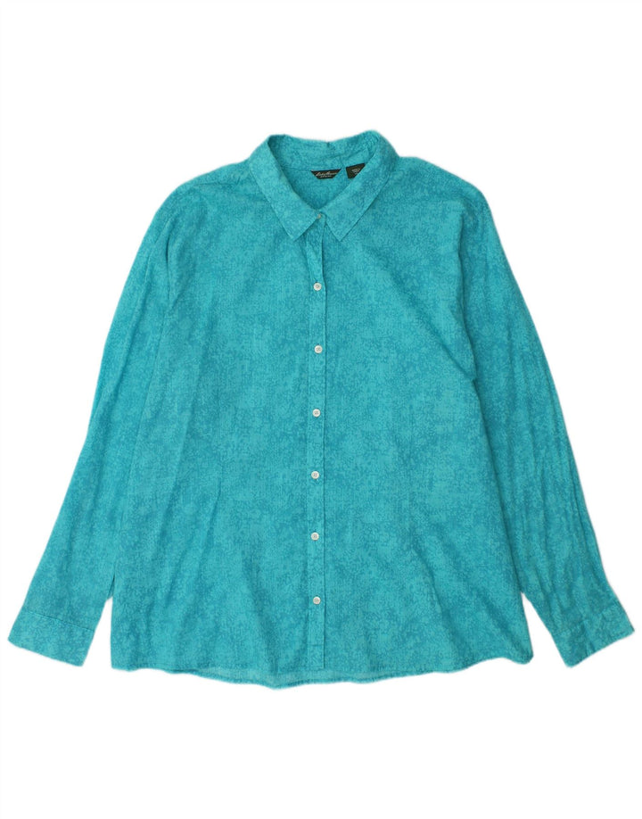Eddie Bauer Camisa con patrón abstracto para mujer UK 20 2XL Algodón azul