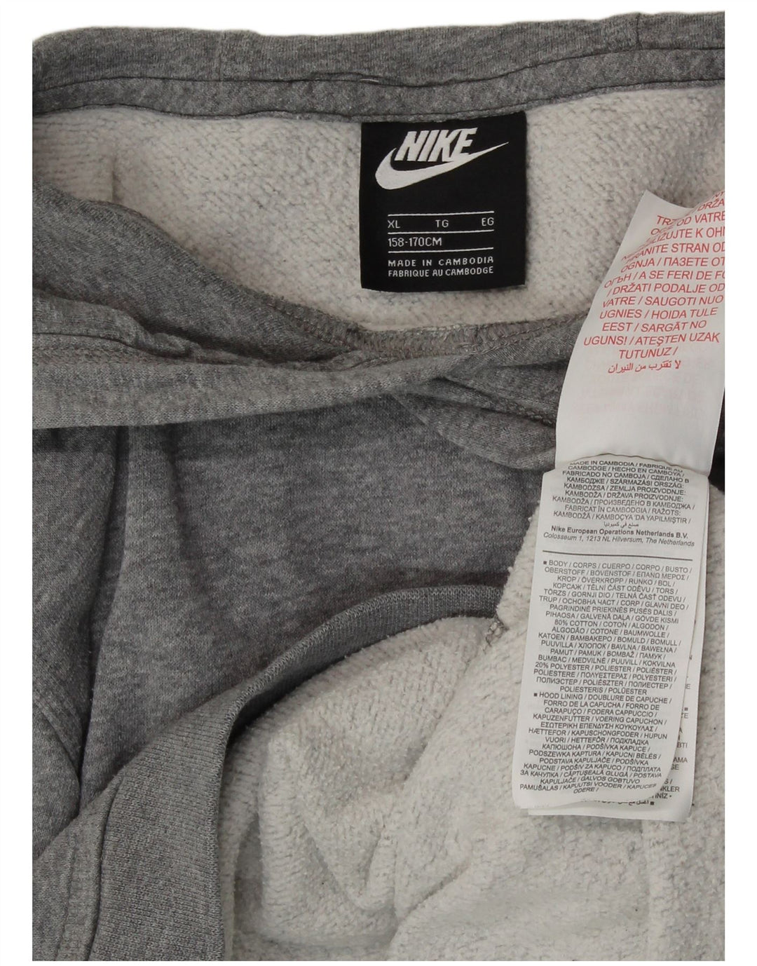 Nike Sudadera con capucha para niños 13-14 años XL Gris Algodón