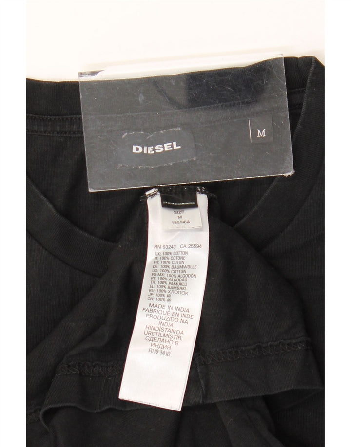Diesel Hombre Camiseta Gráfica Top Medio Algodón Negro