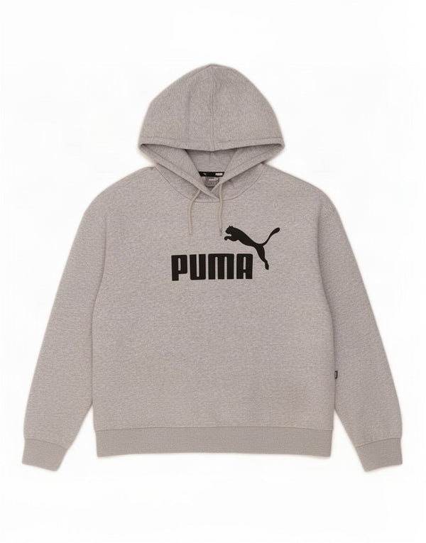 Puma Mujer Crop Oversize Sudadera con capucha Jumper UK 16 Grande Gris Algodón
