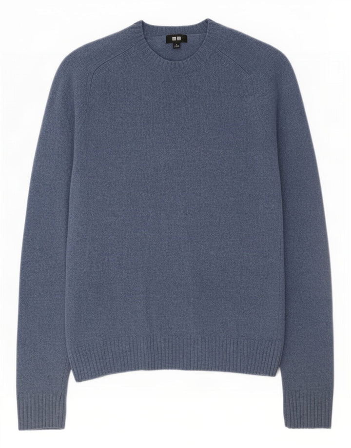 Uniqlo Hombre Jersey De Cuello Redondo Jersey De Lana Azul Pequeño