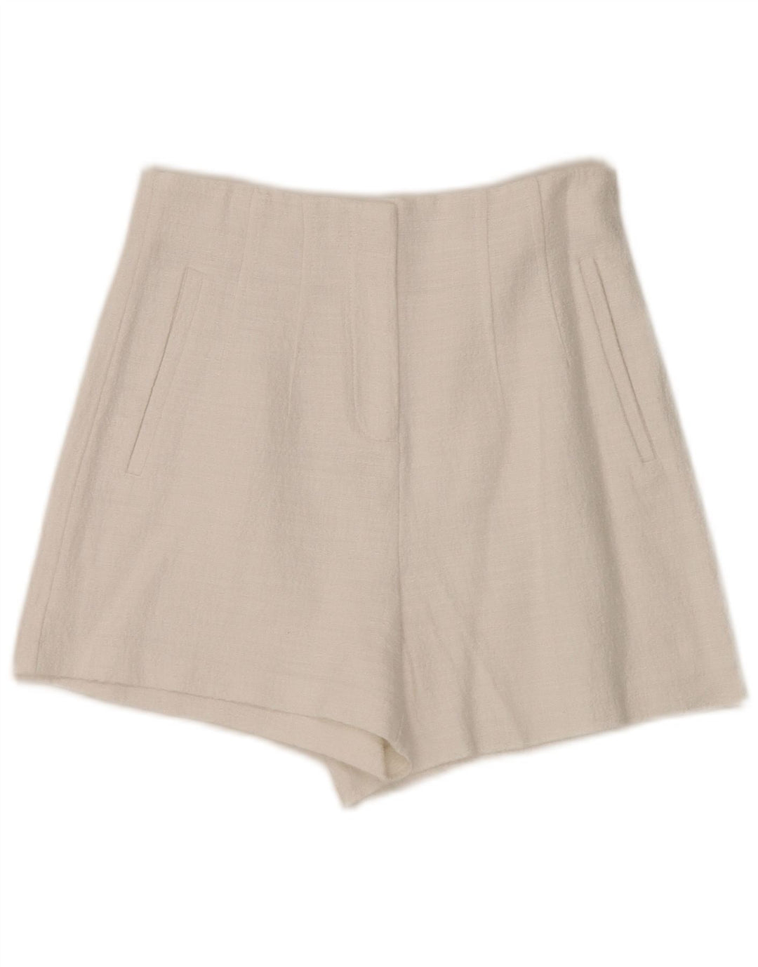 Zara Mujer Pantalones Calientes De Cintura Alta Pequeño W26 Blanco