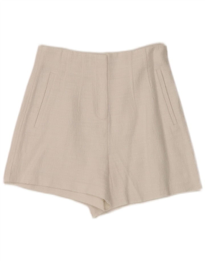 Zara Mujer Pantalones Calientes De Cintura Alta Pequeño W26 Blanco