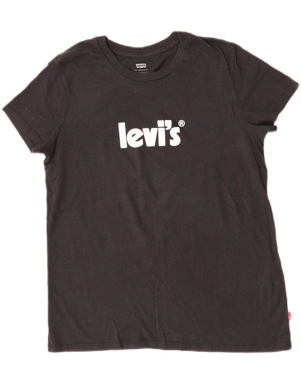 Levi's Camiseta gráfica para mujer Top UK 44 Algodón negro mediano