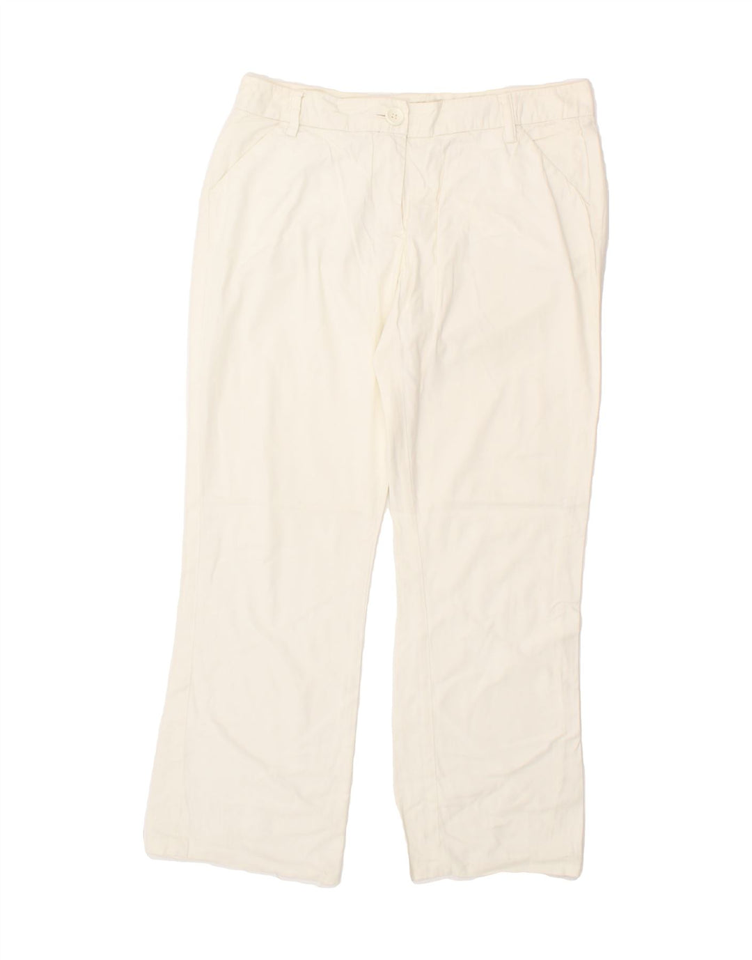 BENETTON Womens Straight Chino Trousers W34 L28 White Vintage Benetton and Second-Hand Benetton from Messina Hembry 