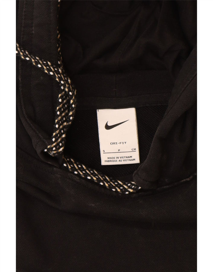 NIKE Sudadera con capucha Dri Fit Graphic para hombre, talla pequeña, algodón negro