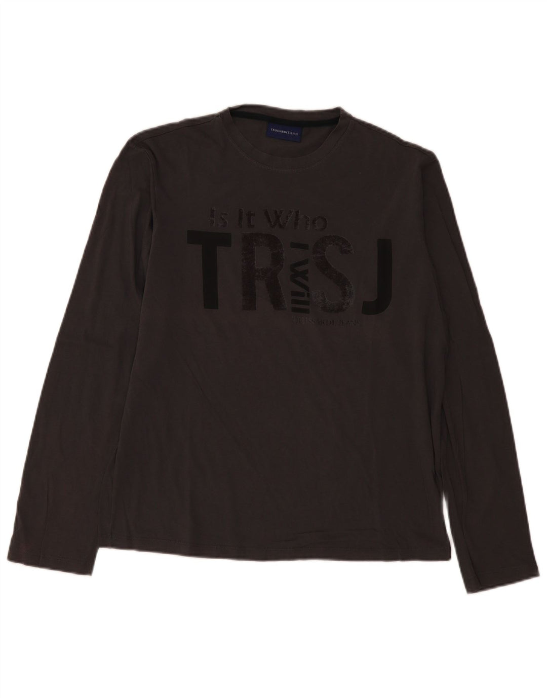 Trussardi Jeans Hombre Top Gráfico Manga Larga Grande Gris Algodón