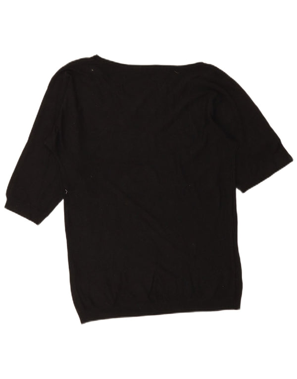 Guess Suéter gráfico de manga 3/4 con cuello barco para mujer UK 6 XS Negro