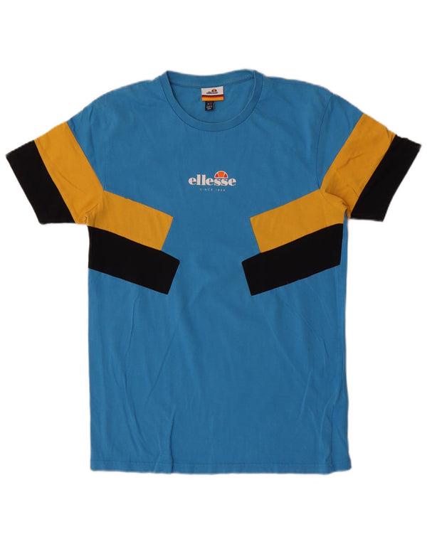 Ellesse Hombre Camiseta Gráfica Top Small Azul Colorblock Algodón