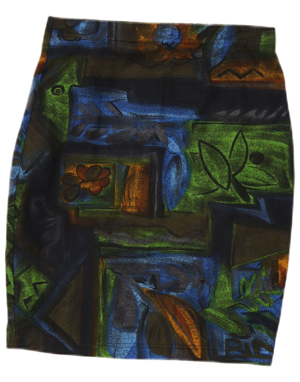 Falda lápiz vintage para mujer W28 Poliéster floral multicolor medio