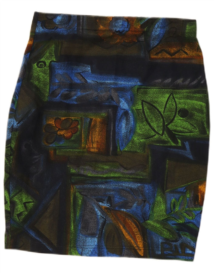 Falda lápiz vintage para mujer W28 Poliéster floral multicolor medio