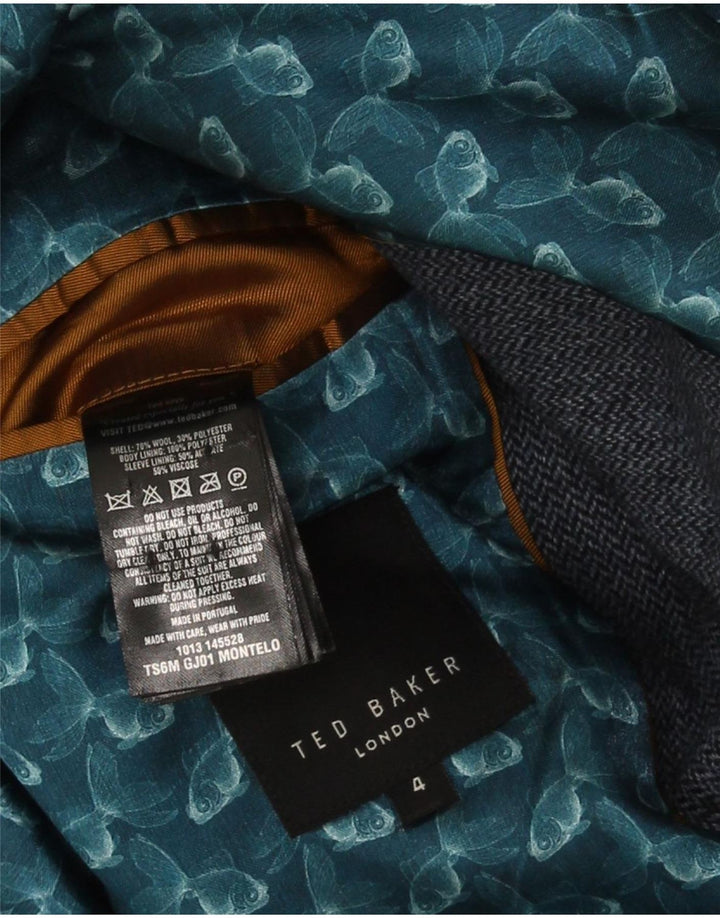 Ted Baker Chaqueta tipo blazer de 2 botones para hombre talla 4 grande en espiga azul marino