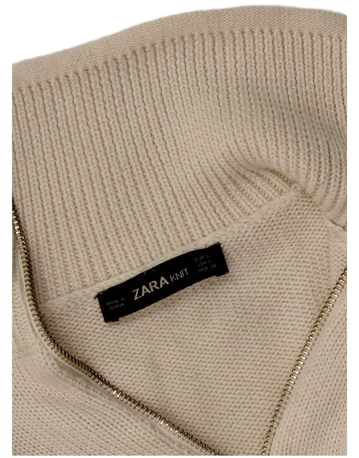 Zara - Jersey con cuello y cremallera para mujer, talla 40, color blanco