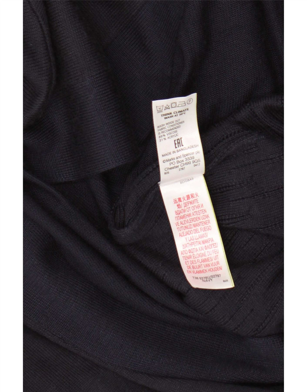 Marks & Spencer Suéter tipo cárdigan abierto para mujer UK 8 Small Viscosa azul marino