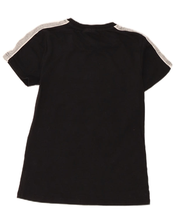 Fila Camiseta gráfica para mujer Top UK 10 Small Black Colourblock Cotton
