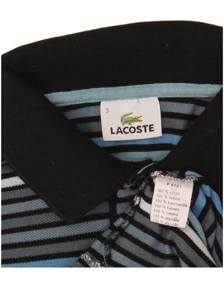 Polo Lacoste para hombre talla 3 pequeño algodón a rayas gris