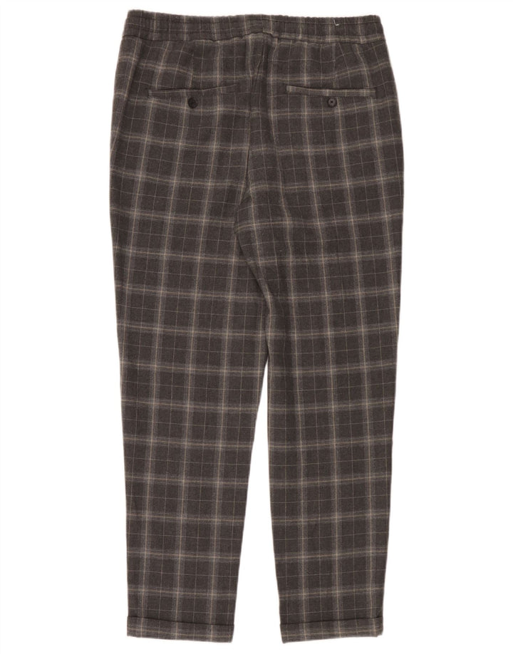 Zara Hombre Pantalón Chino Tapered Mediano W31 L30 Cuadros Grises