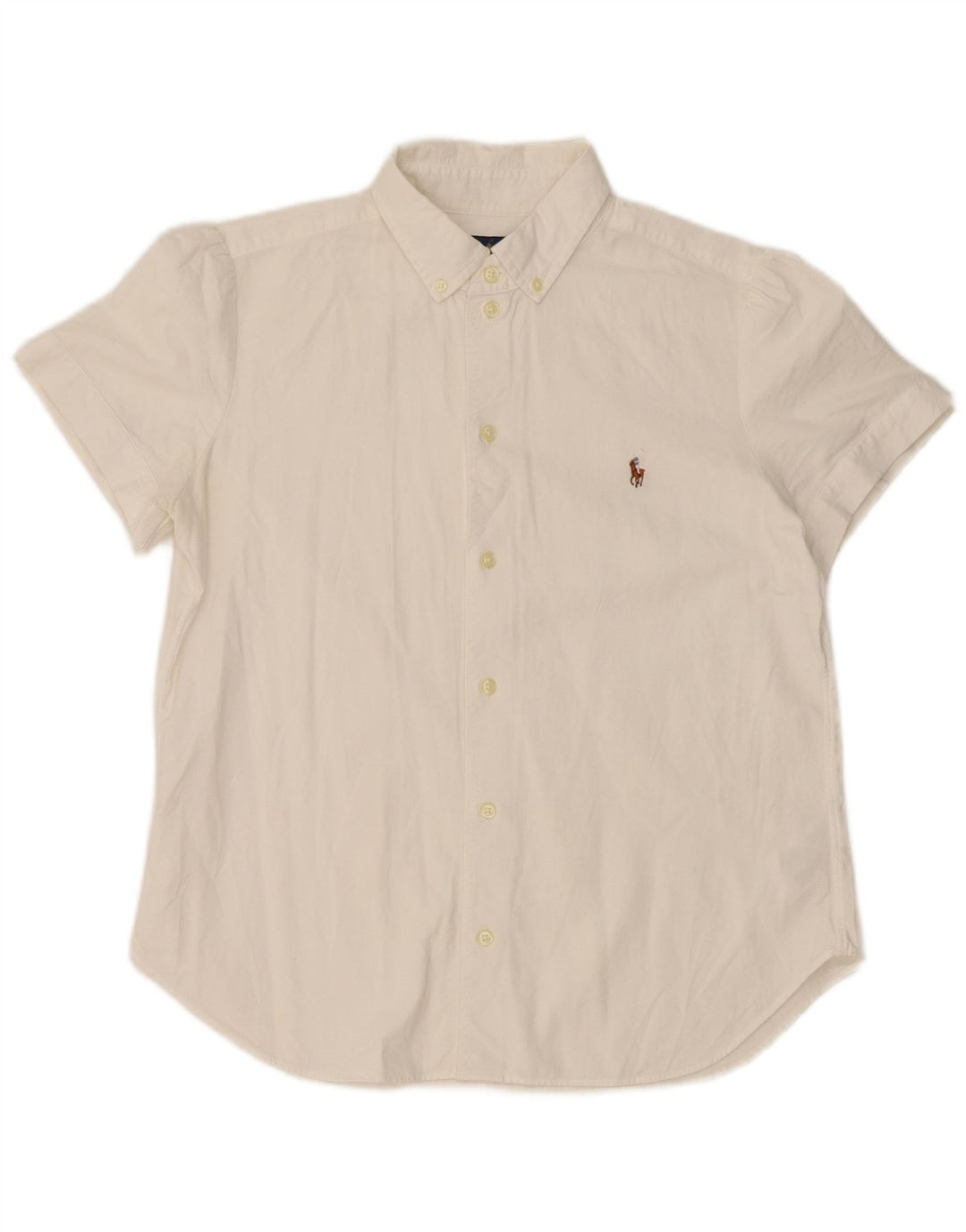 RALPH LAUREN Camisa de manga corta para mujer UK 46 Grande Algodón blanco
