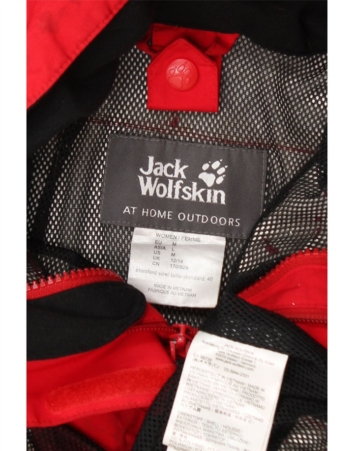 Jack Wolfskin Chaqueta impermeable con capucha para mujer UK 12/14 Medium Red Polyamide