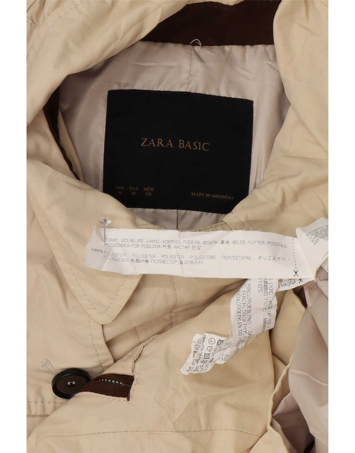 Zara Mujer Chubasquero Con Capucha ES 42 Medio Beige Poliéster