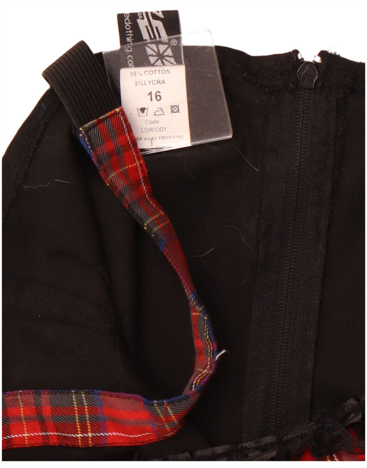 VINTAGE Vestido de línea A sin mangas para mujer Reino Unido 16 Algodón a cuadros rojos grandes