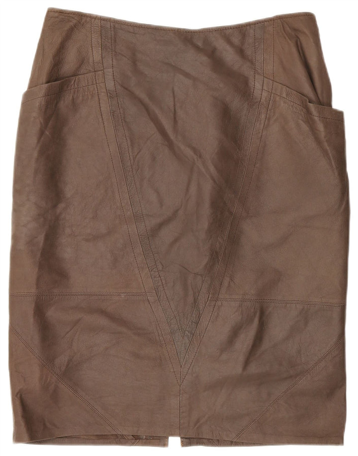 Falda de cuero vintage para mujer W32 marrón grande