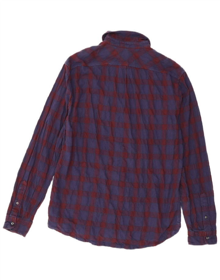 Diesel Camisa De Franela Hombre XL Algodón A Cuadros Azul Marino