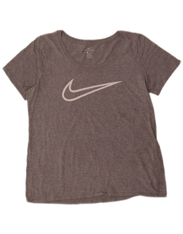 NIKE Camiseta gráfica de corte atlético para mujer UK 46 Large Grey Moteado