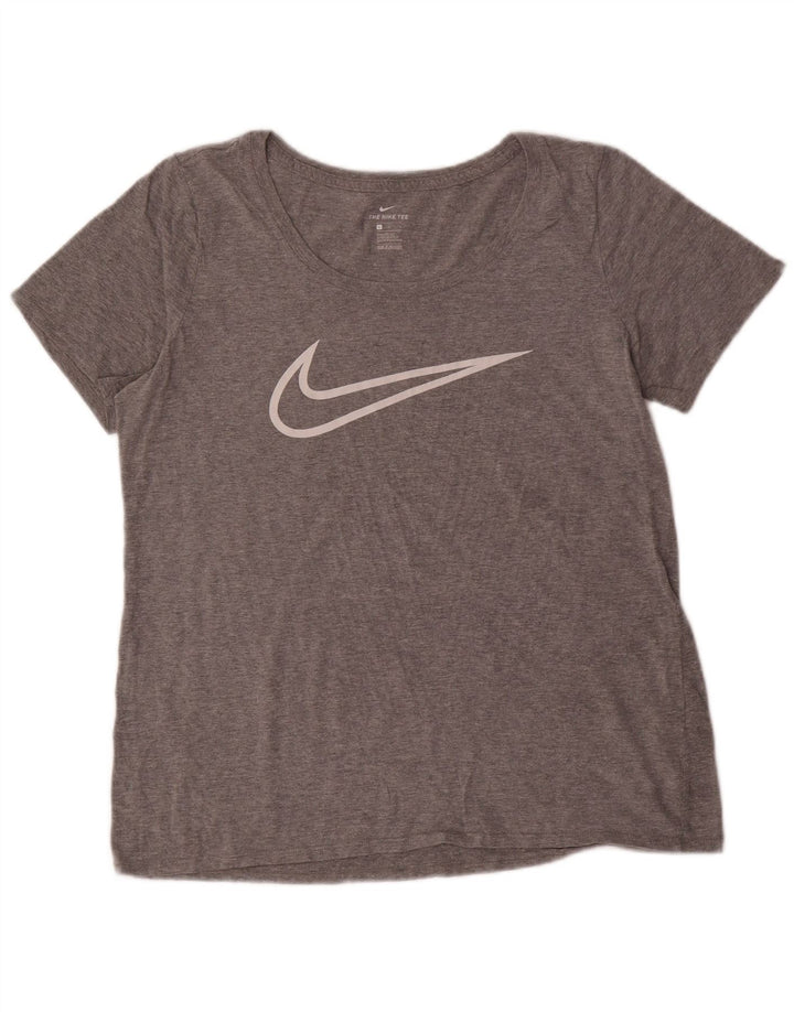 NIKE Camiseta gráfica de corte atlético para mujer UK 46 Large Grey Moteado
