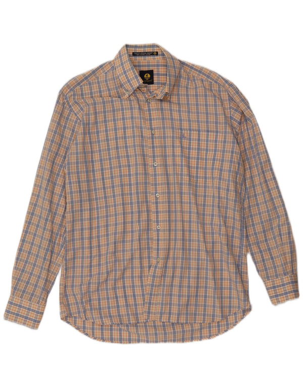NAVIGARE Camisa Hombre Algodón Cuadros Amarillo Mediano