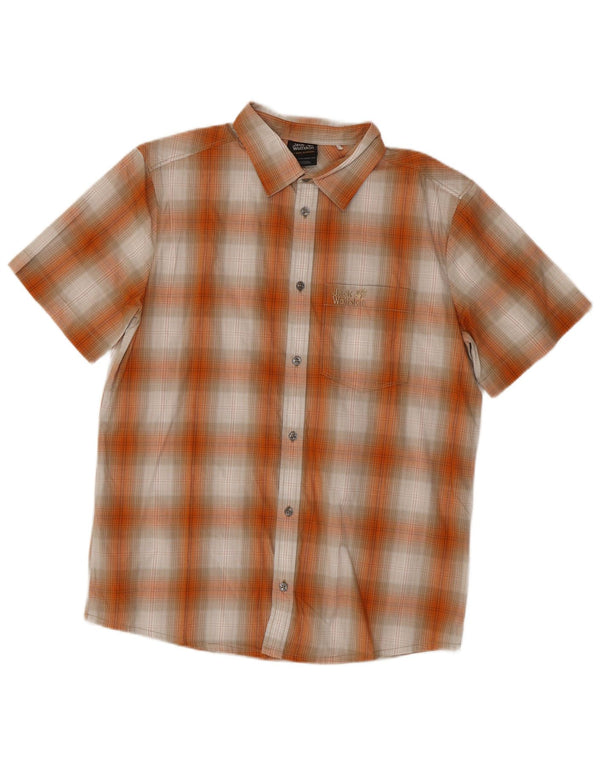 Jack Wolfskin Camisa de manga corta para hombre ES 36/38 Algodón a cuadros naranja mediano