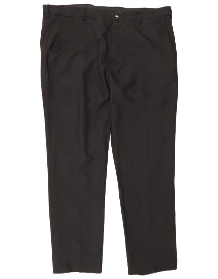 Marks & Spencer Pantalones de traje rectos de corte regular para hombre W40 L30 Negro