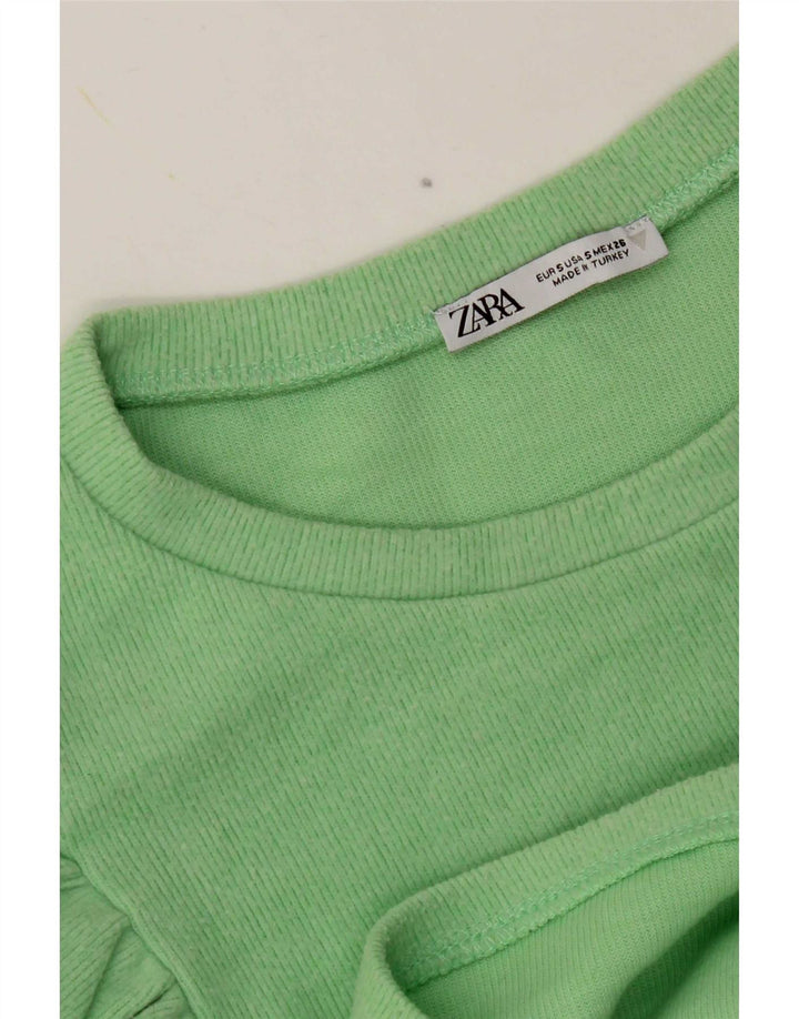Zara Mujer Crop Top UK 10 Pequeño Verde