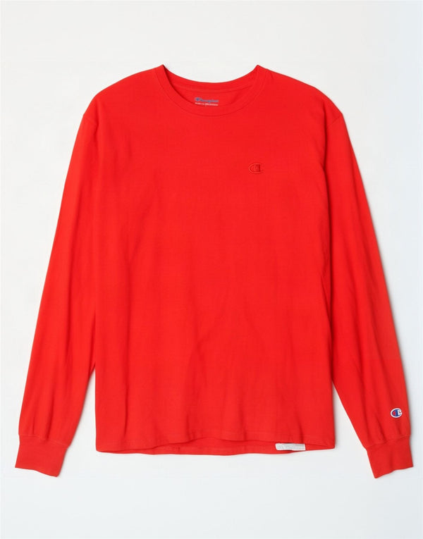 Champion Camiseta de manga larga para hombre de algodón rojo grande