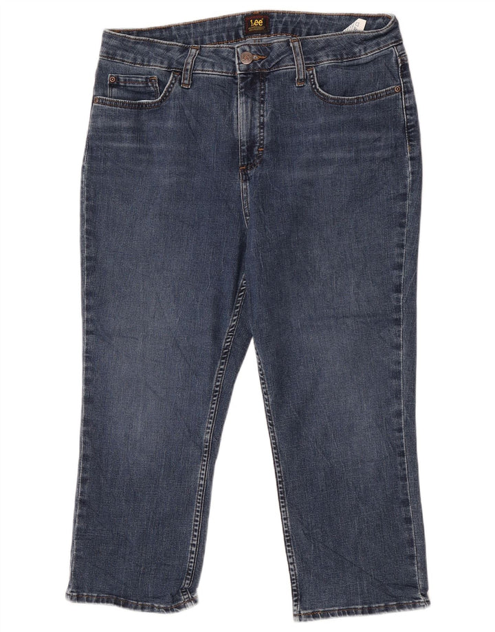 Lee Jeans Capri de Talle Alto para Mujer US 14 XL W34 L22 Poliéster Azul