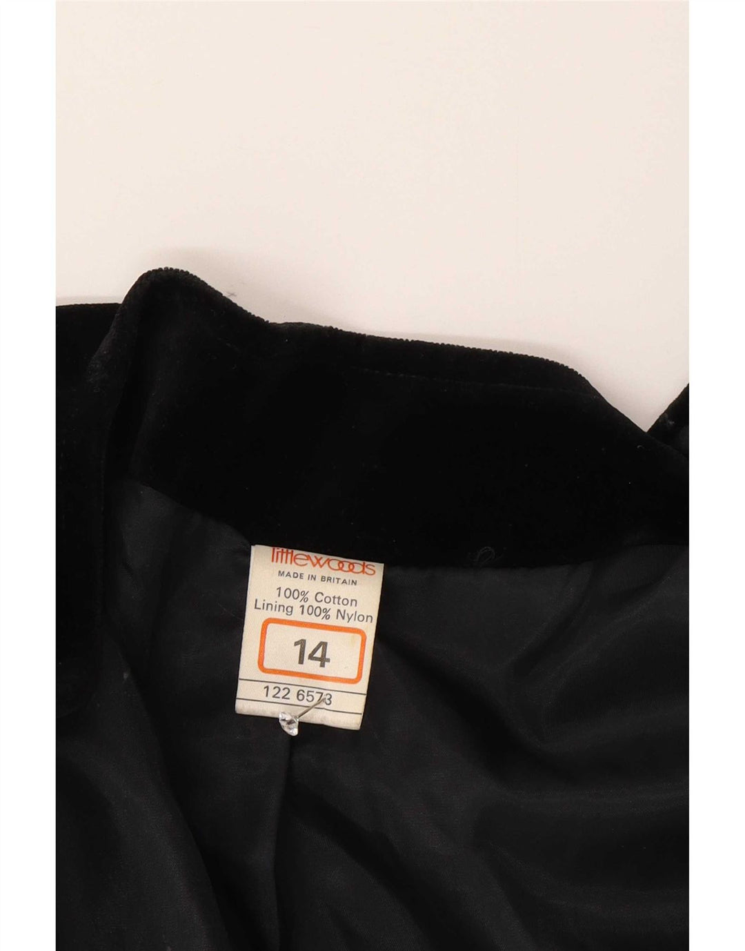 Vintage mujer terciopelo chaqueta blazer de gran tamaño Reino Unido 14 algodón negro medio