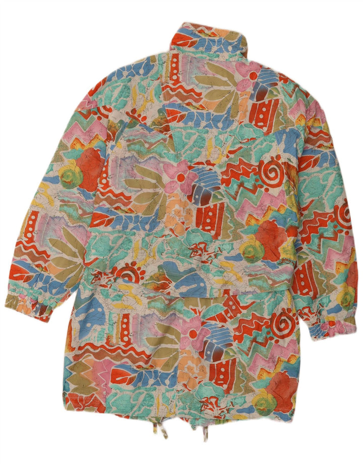 Vintage mujer cortavientos chaqueta Reino Unido 14 medio multicolor geométrico