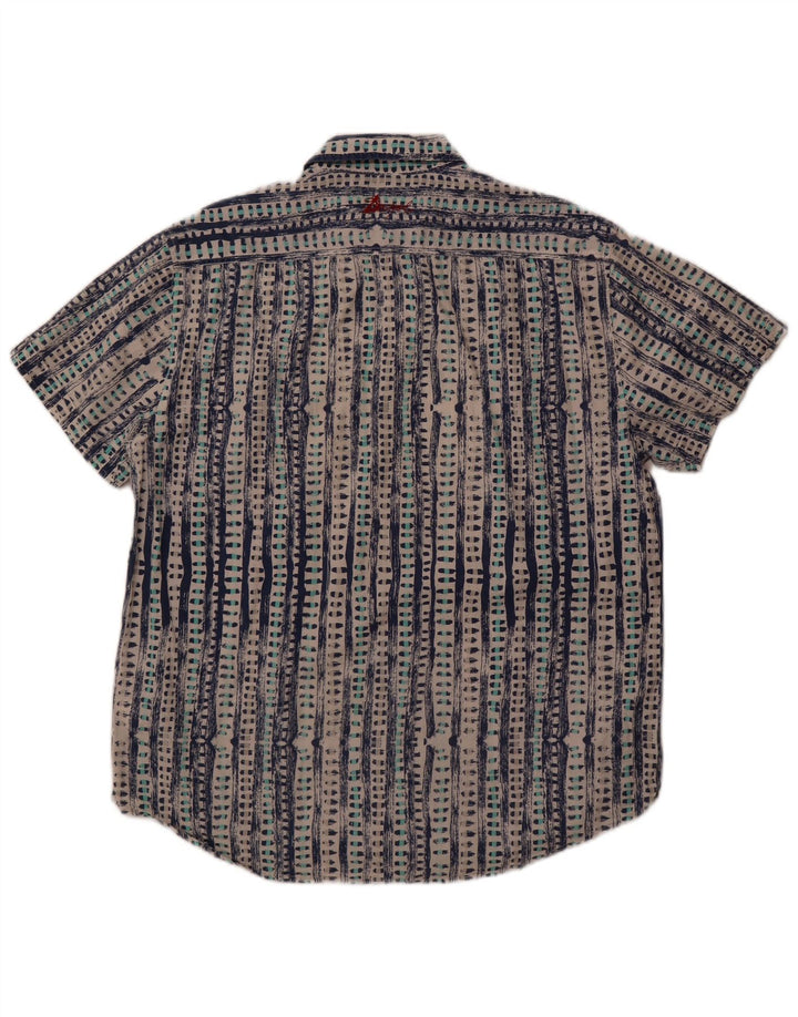 Desigual Hombre Camisa Manga Corta XL Azul Geométrico Algodón