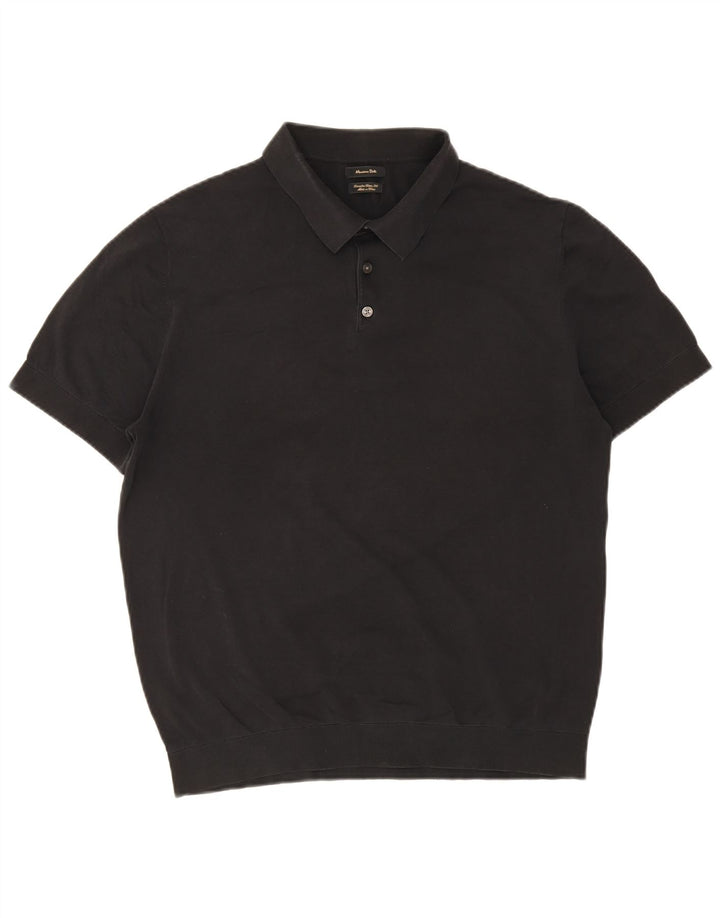 Polo Massimo Dutti Hombre Large Algodón Negro