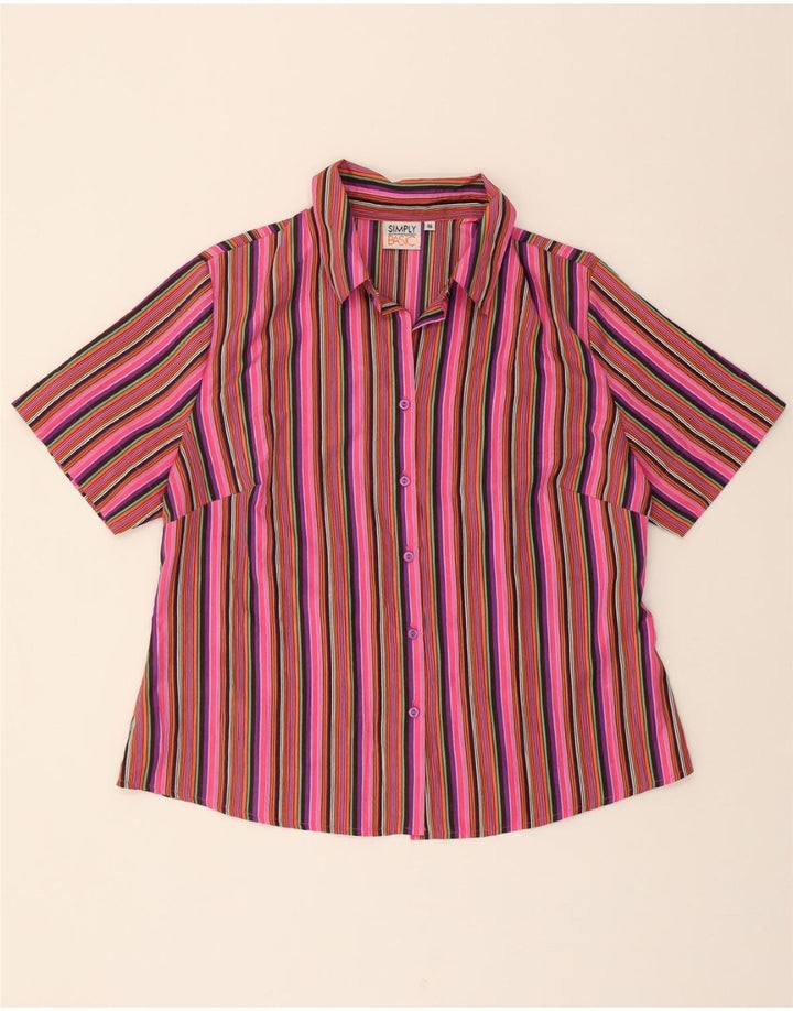 VINTAGE Womens Short Sleeve Shirt IT 46 Large Pink Striped Vintage Vintage and Second-Hand Vintage from Messina Hembry 