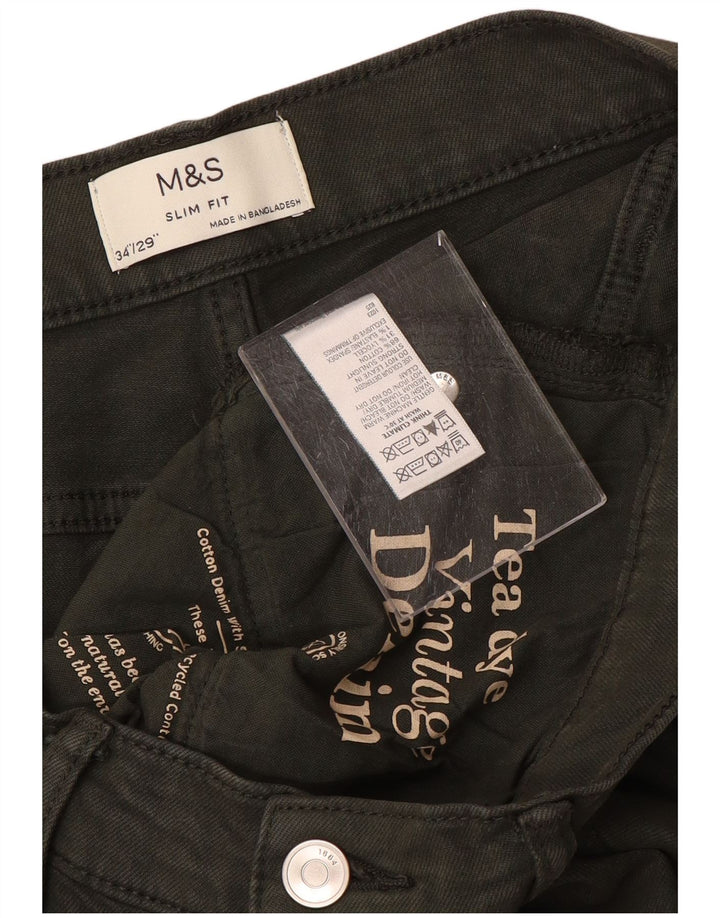 Marks & Spencer Jeans ajustados para hombre W34 L29 Algodón caqui
