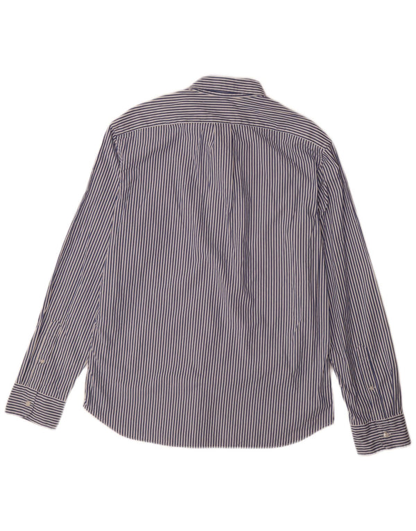 J. CREW Camisa ajustada para hombre de algodón a rayas azul marino grande