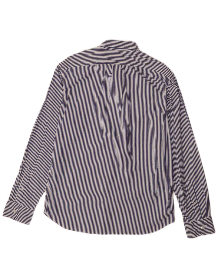 J. CREW Camisa ajustada para hombre de algodón a rayas azul marino grande